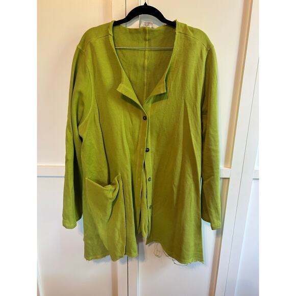C.M.C by Color Me Cotton Green Raw Edge Cardigan XXL - Picture 1 of 4